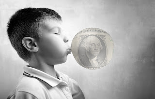 Kid Blowing Gum Money Bubble